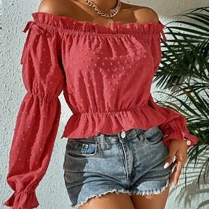 Long Sleeve Off The Shoulder Blouse